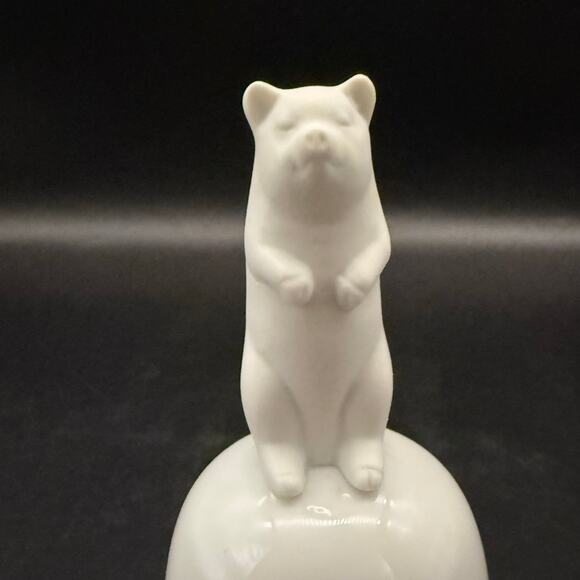 Vintage Crowning Touch Pig Handbell White Bisque Porcelain Bell Made In Japan - Picture 1 of 11